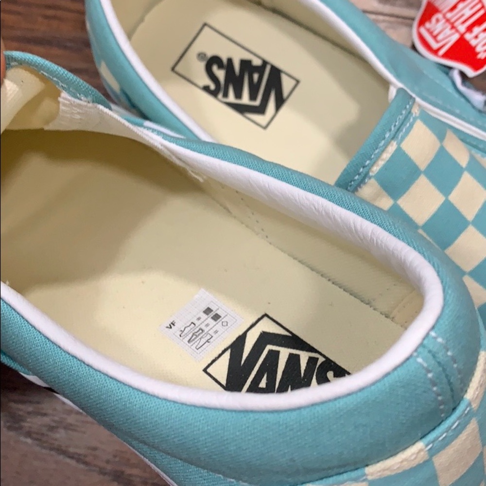 VANS CLASSIC SLIP-ON CHECKERBOARD Aqua Haze/ men’s - Picture 15 of 16